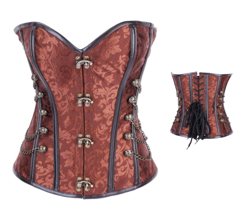 Bronze overbust boned corset